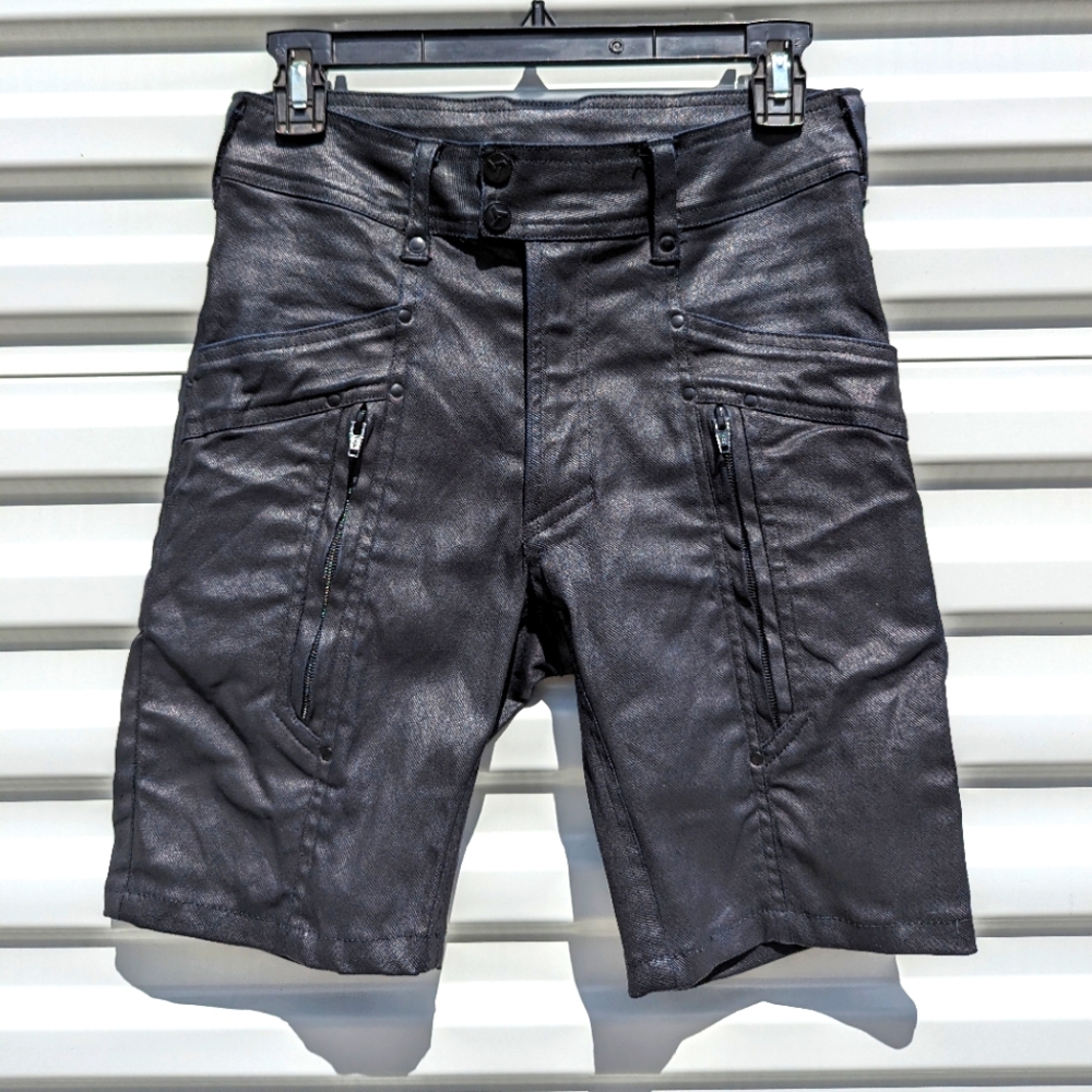 Crisiswear Black waxed Jean shorts unisex